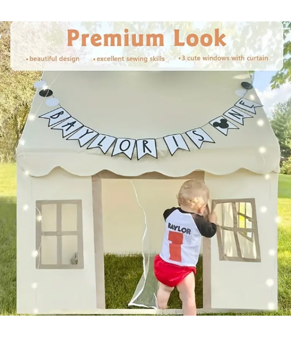 High Quality Play Tent, Starlight Large Kids Play House With Window, Easy To Wash, Indoor And Outdoor Play Tent For Kids, Neutral Color, 47inx40inx52in